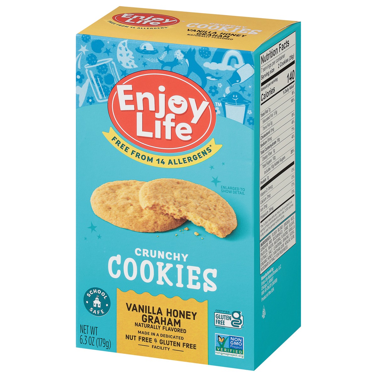 slide 2 of 9, Enjoy Life Crunchy Vanilla Honey Graham Cookies, 6.3 oz Box, 6.3 oz