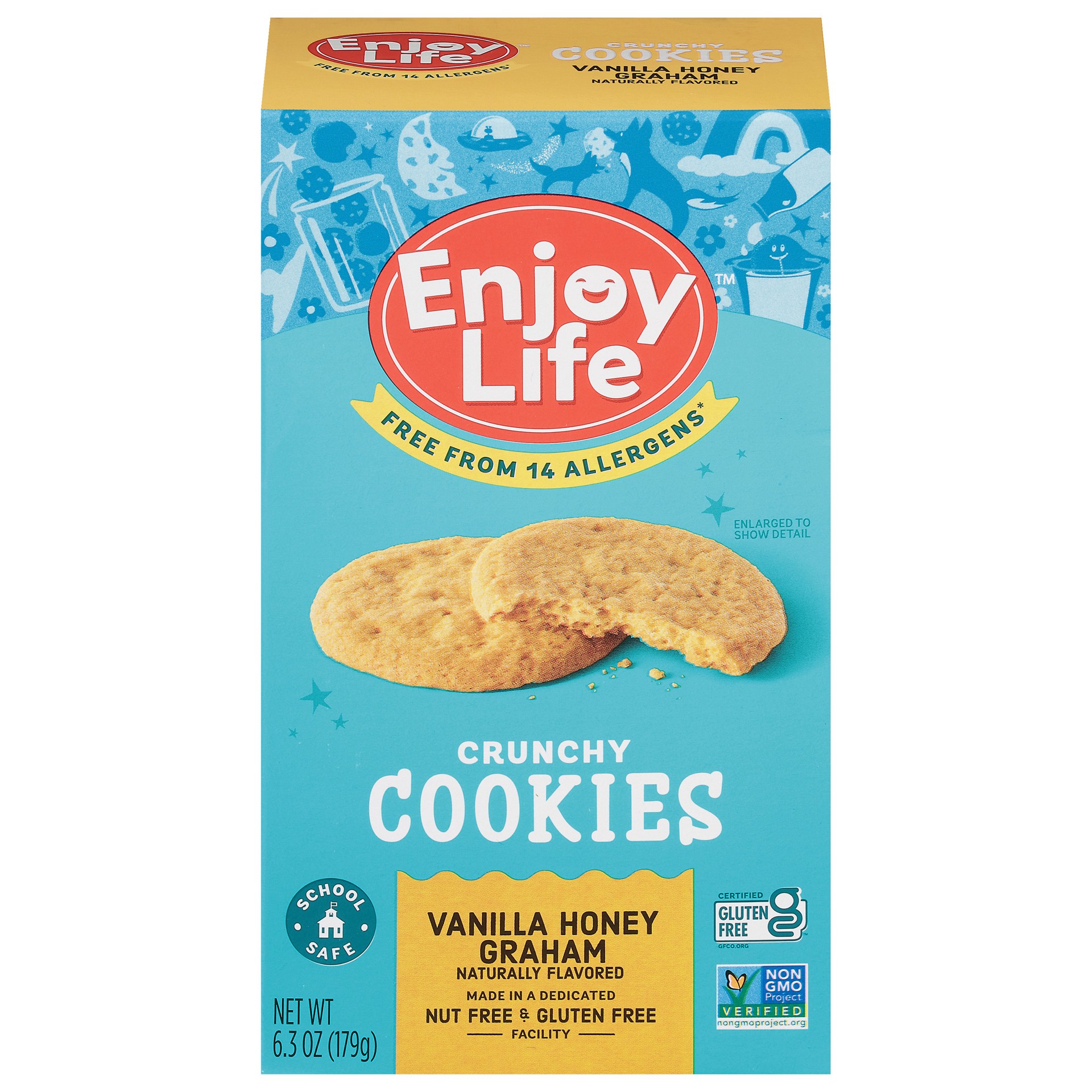 slide 1 of 9, Enjoy Life Crunchy Vanilla Honey Graham Cookies, 6.3 oz Box, 6.3 oz