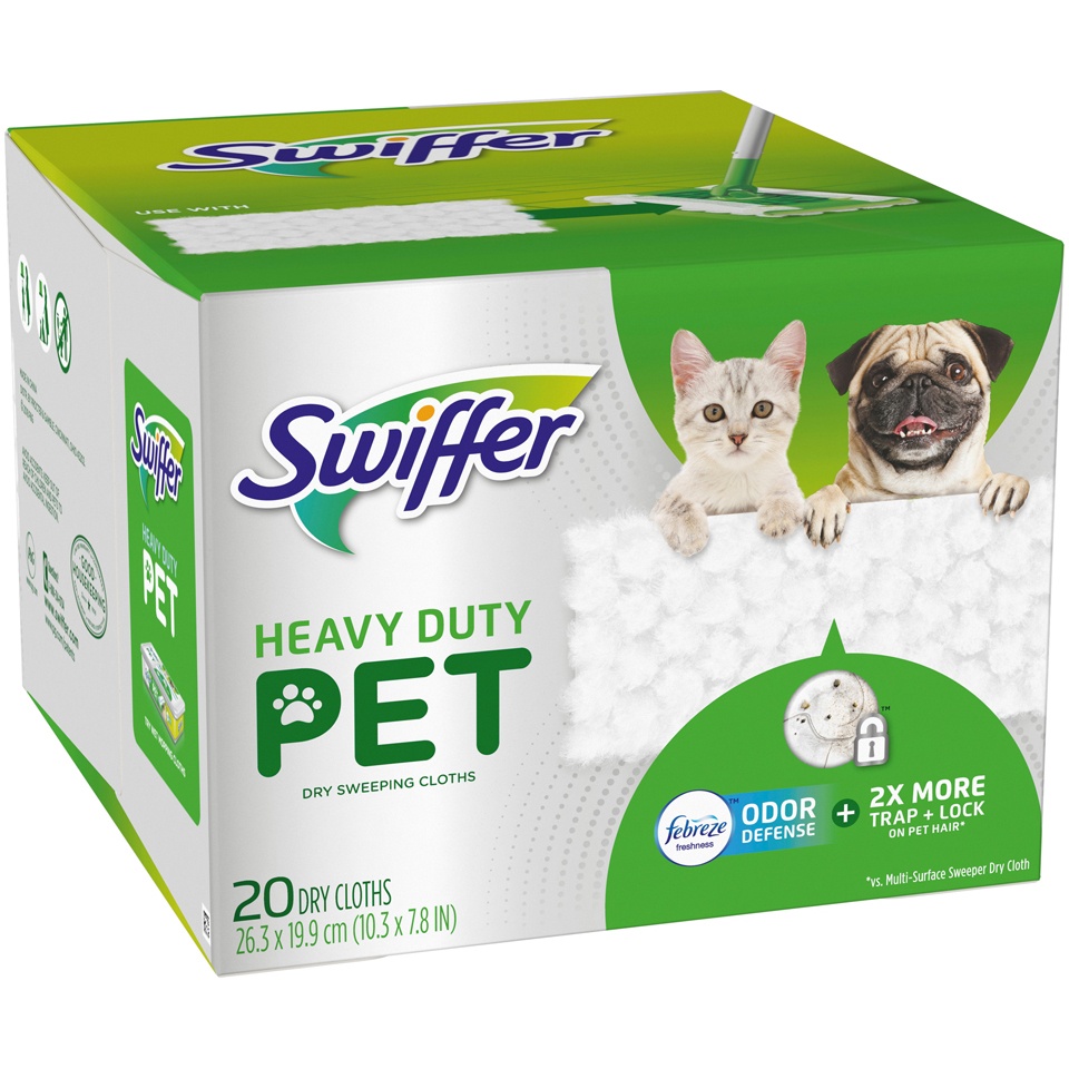 slide 2 of 2, Swiffer Sweep + Mop, Dry Pads Refill, Floor Cleaner, Cleaning Cloths, Heavy Duty, Pet, 20ct, 20 ct