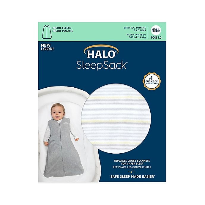 slide 2 of 2, HALO SleepSack Large Stripe Fleece Wearable Blanket - Grey, 1 ct