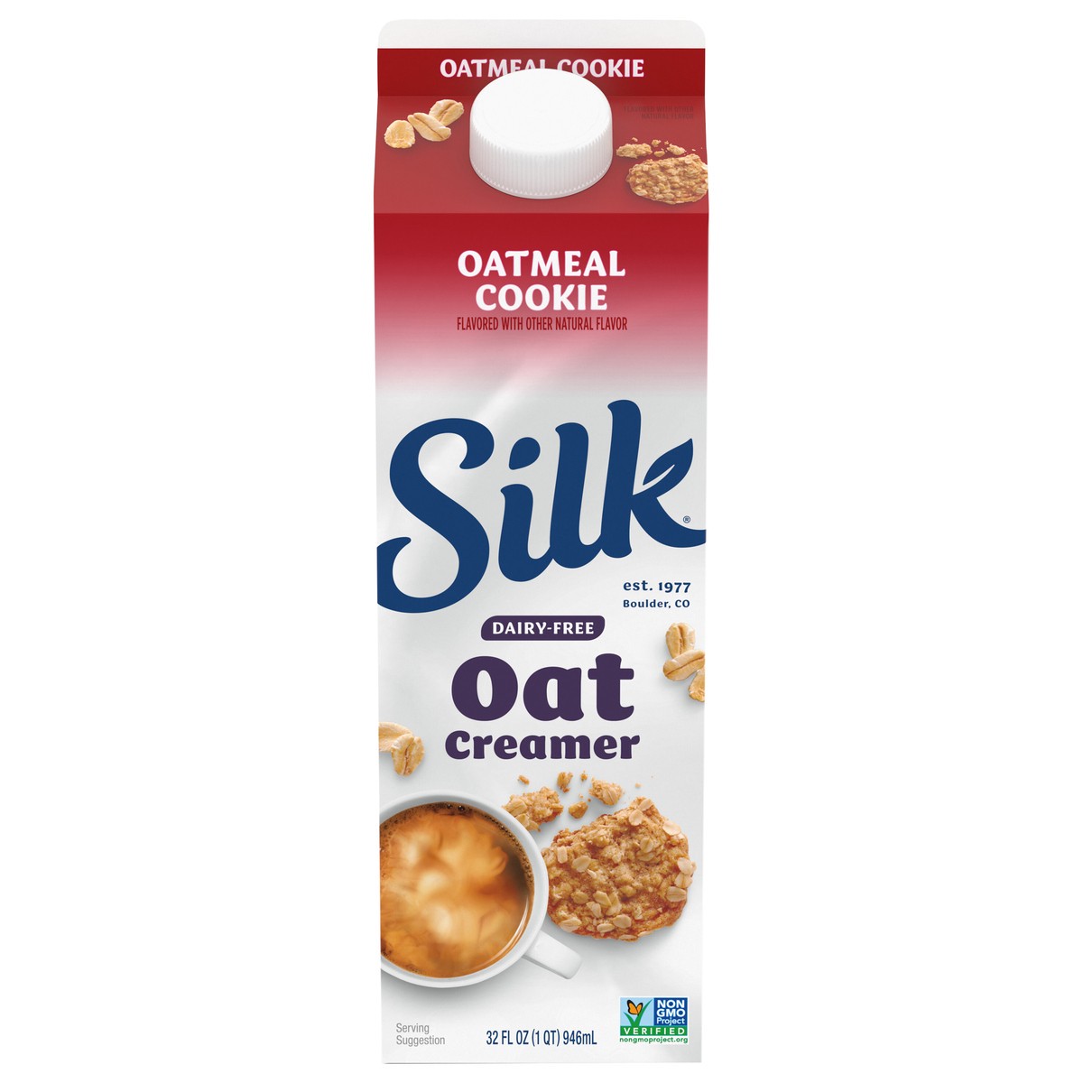 slide 1 of 5, Silk Oat Creamer, Oatmeal Cookie, Dairy Free, Gluten Free, 32 FL OZ Carton, 32 fl oz