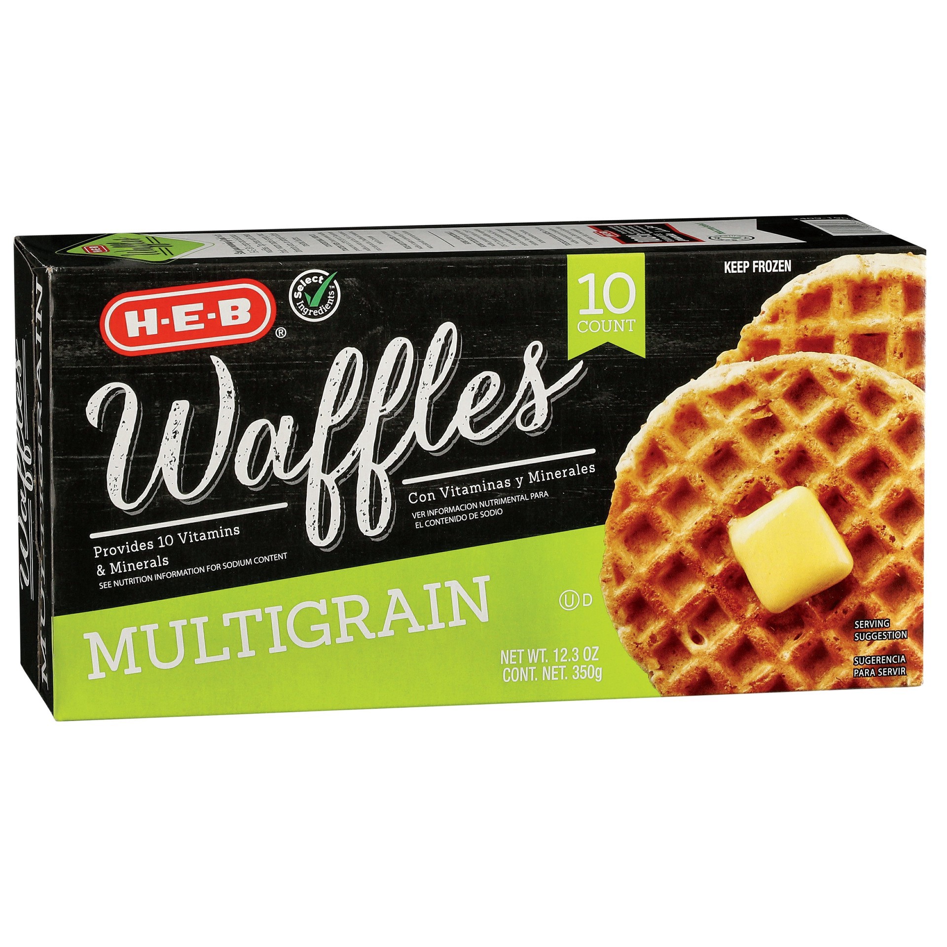 slide 1 of 1, H-E-B Classic Selections Multigrain Waffles, 10 ct