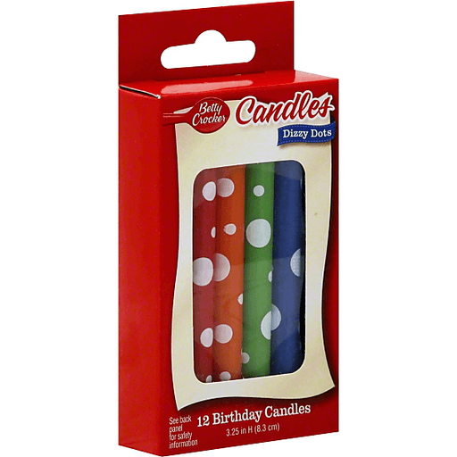 slide 1 of 1, Betty Crocker Candles Birthday Dizzy Dots, 12 ct