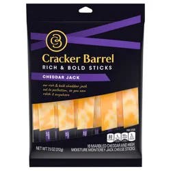 Cracker Barrel Rich & Bold Cheddar Jack Marbled Cheese Snacks, 10 ct Sticks