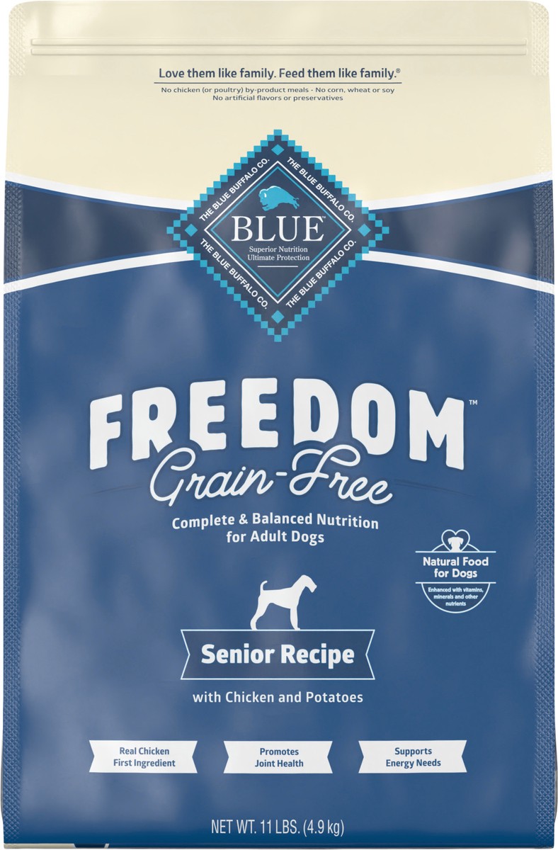 slide 1 of 12, Blue Buffalo Freedom Grain Free Natural Senior Dry Dog Food, Chicken 11-lb, 1 ct