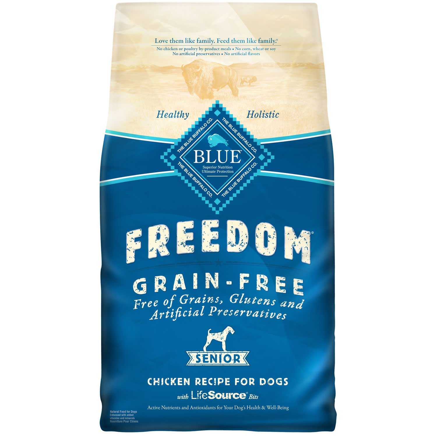 slide 1 of 1, Blue Buffalo Freedom Grain Free Chicken Recipe Senior Dog Food11 lbs., 1 ct