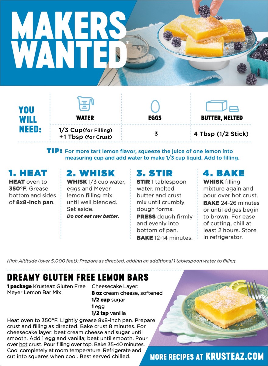 slide 2 of 9, Krusteaz Gluten Free Meyer Lemon Bar Mix, 18.42 oz