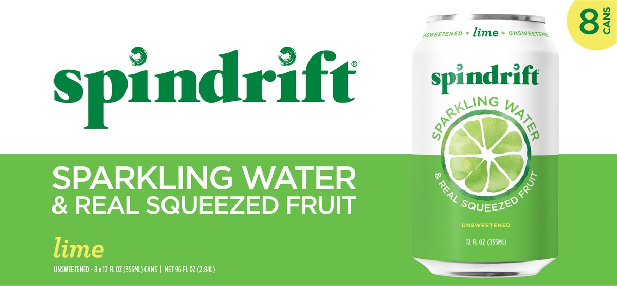 slide 3 of 7, Spindrift Lime Sparkling Water- 8 ct; 12 fl oz, 8 ct; 12 fl oz