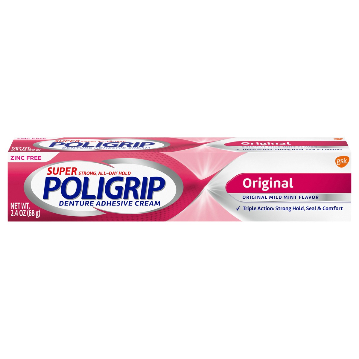 slide 1 of 8, Poligrip Super Poligrip Original Formula Zinc Free Denture Adhesive Cream - 2.4 Ounces, 2.4 oz