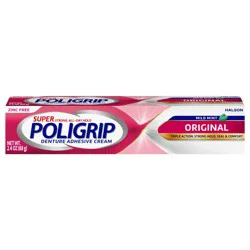 Super Poligrip Original Formula Zinc Free Denture Adhesive Cream - 2.4 Ounces