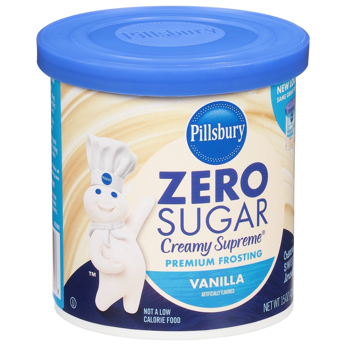 slide 9 of 9, Pillsbury Zero Sugar Creamy Supreme Vanilla Premium Frosting, 15 Oz Tub, 15 oz