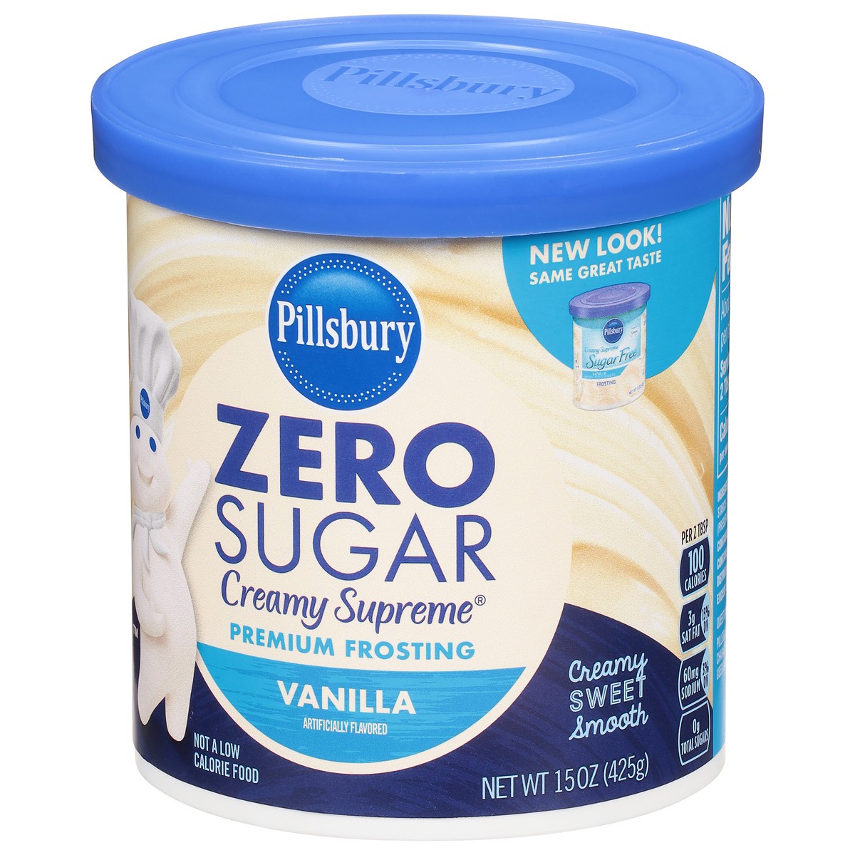 slide 8 of 9, Pillsbury Zero Sugar Creamy Supreme Vanilla Premium Frosting, 15 Oz Tub, 15 oz