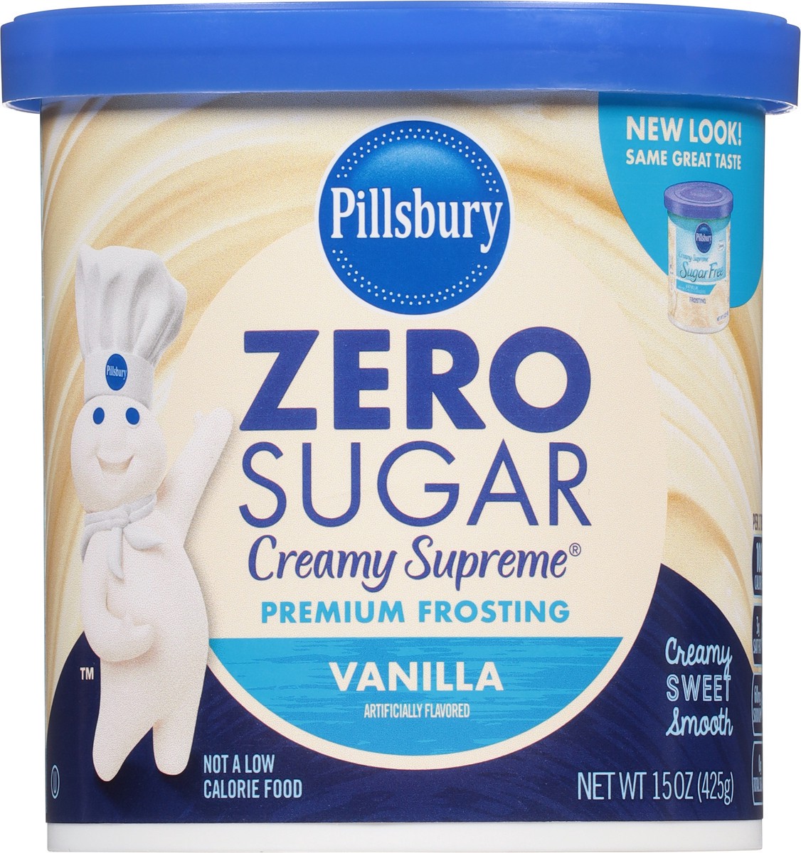 slide 5 of 9, Pillsbury Zero Sugar Creamy Supreme Vanilla Premium Frosting, 15 Oz Tub, 15 oz