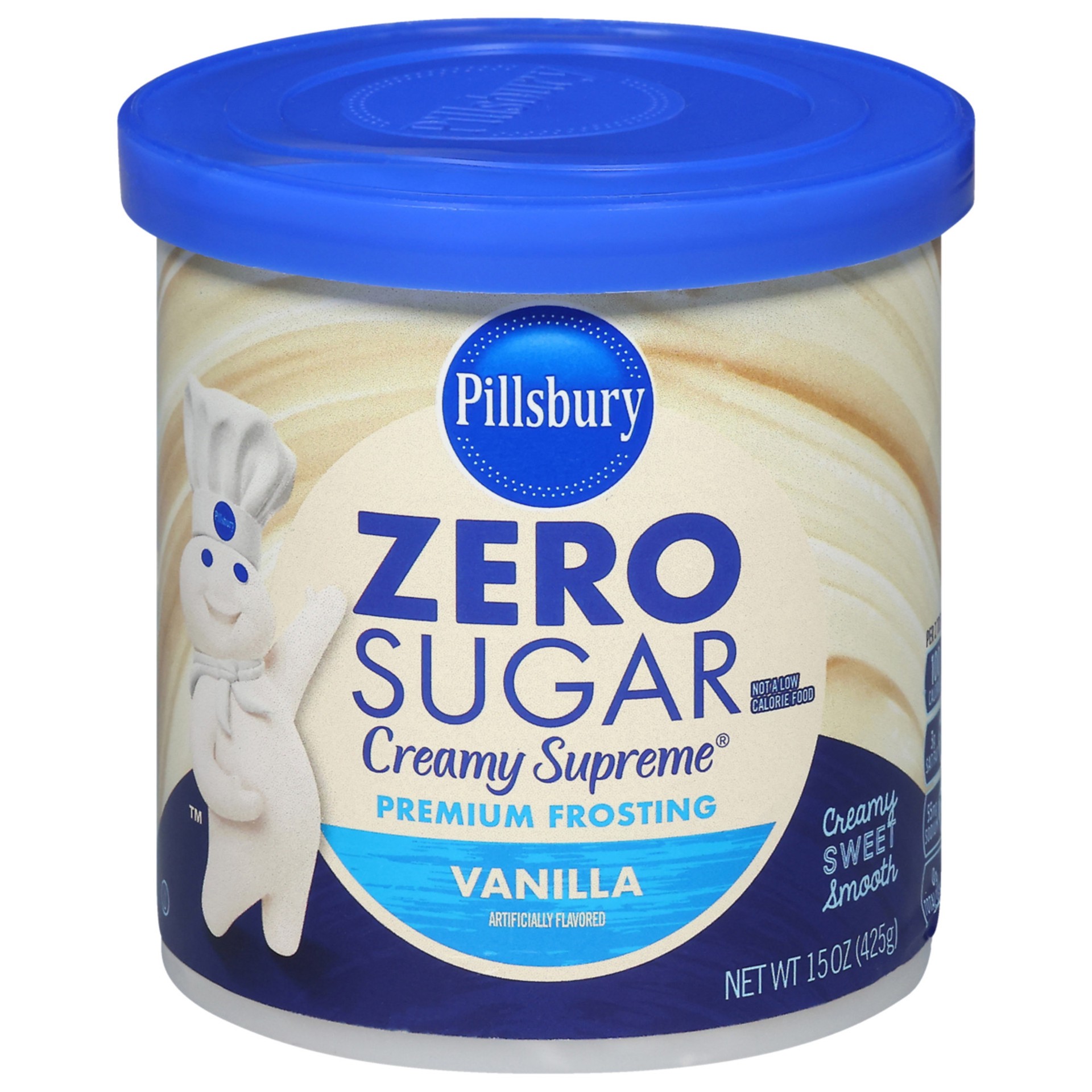 slide 1 of 9, Pillsbury Zero Sugar Vanilla Frosting, 15 Oz Tub, 15 oz