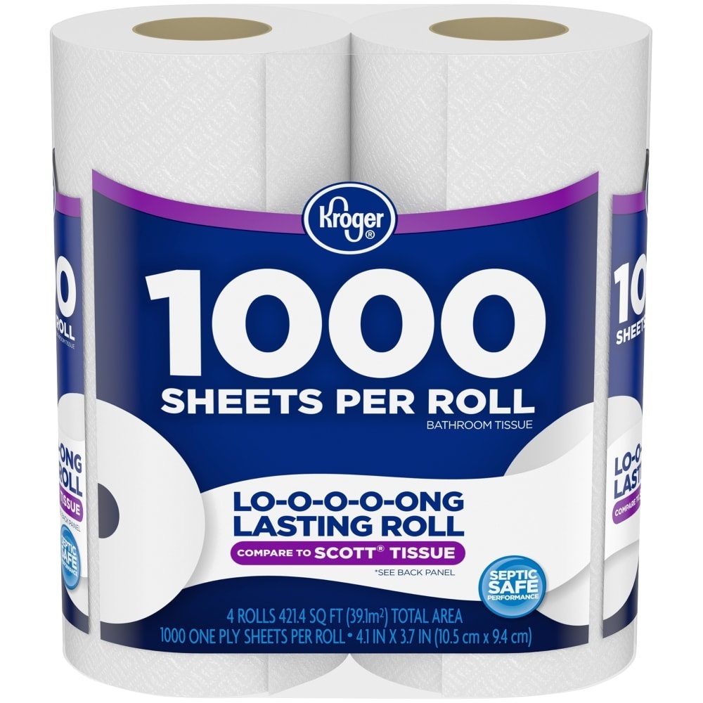 slide 1 of 1, Kroger 1000 Sheets Per Roll Bathroom Tissue, 4 ct