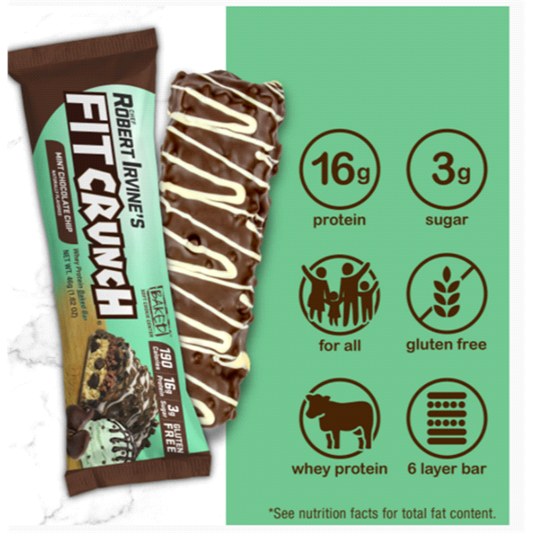 slide 13 of 17, FITCRUNCH High Protein Mint Chocolate Chip Baked Bar 1.62 oz, 1.62 oz