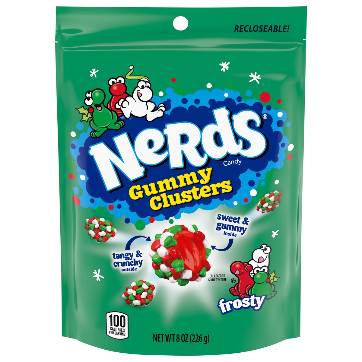 slide 1 of 13, Nerds 08301 159126 Holiday Frosty Gummy Clusters 8 oz, 8 oz