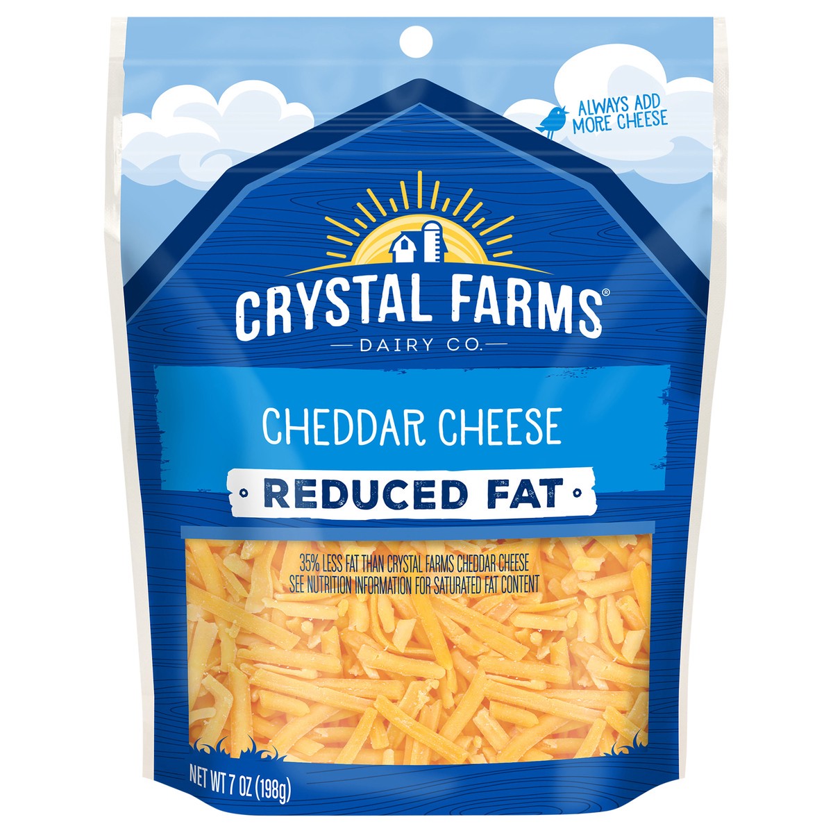 slide 1 of 6, Crystal Farms Shredded Reduced Fat Cheddar Cheese, 7 oz, 7 oz