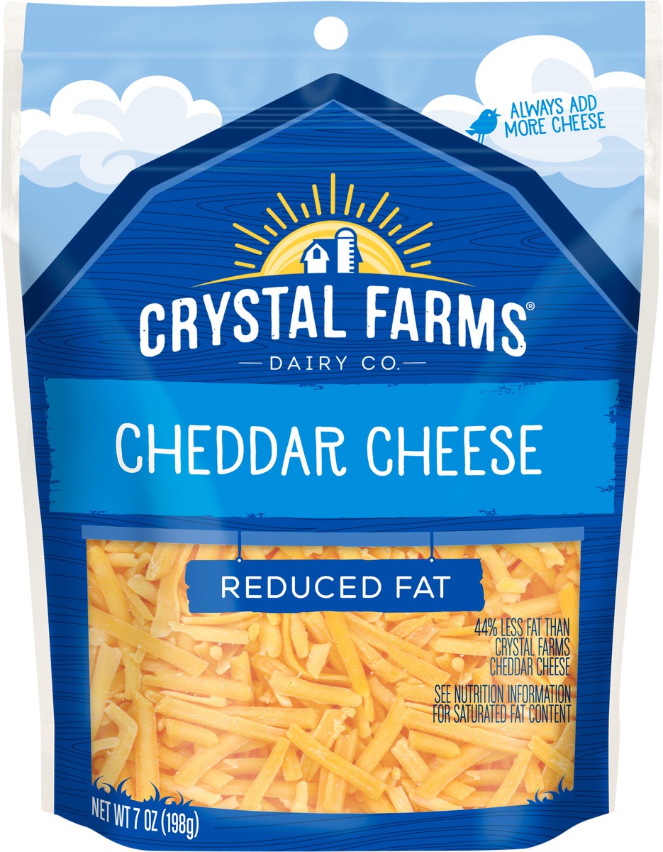 slide 3 of 6, Crystal Farms Shredded Reduced Fat Cheddar Cheese, 7 oz, 7 oz