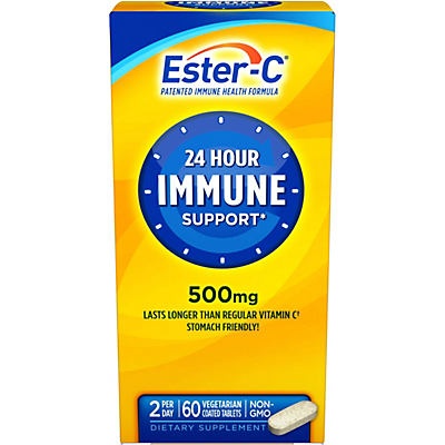 slide 1 of 5, Ester-C Immune Support, 24 Hour, 500 mg, Vegetarian Coated Tablets, 60 ct