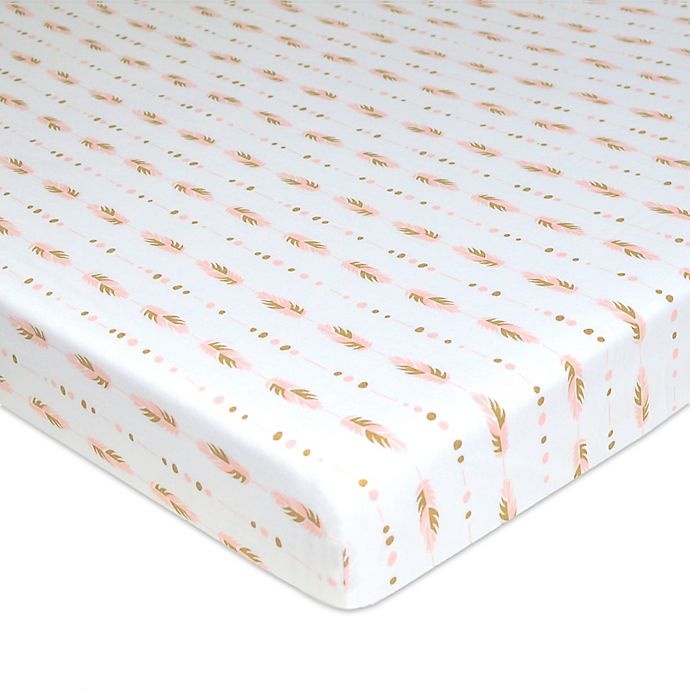 slide 2 of 7, TL Care Cotton Jersey Fitted Mini-Crib Sheets - Gold/Pink, 2 ct