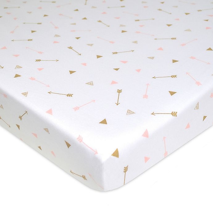 slide 5 of 7, TL Care Cotton Jersey Fitted Mini-Crib Sheets - Gold/Pink, 2 ct