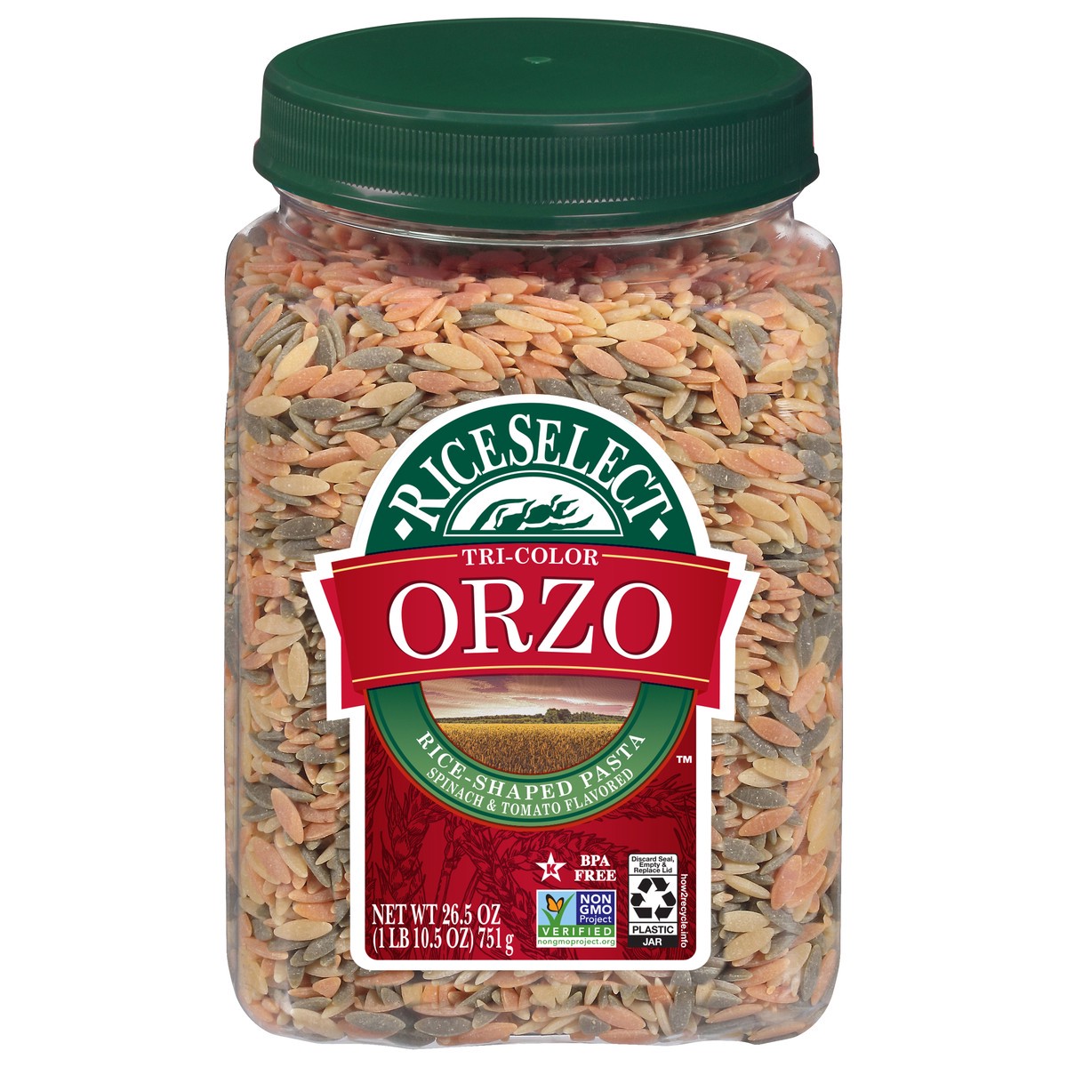 slide 1 of 10, RiceSelect Orzo, Tri-Color, 26.5 oz