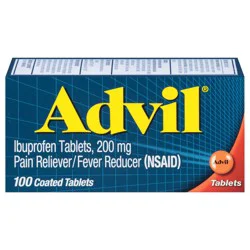Advil Pain Reliever and Fever Reducer, Ibuprofen 200mg for Pain Relief - 100 Coated Tablets
