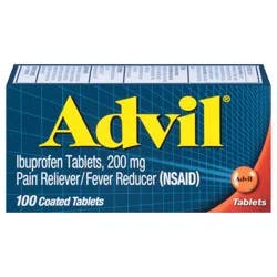 Advil Pain Reliever and Fever Reducer, Ibuprofen 200mg for Pain Relief - 100 Coated Tablets