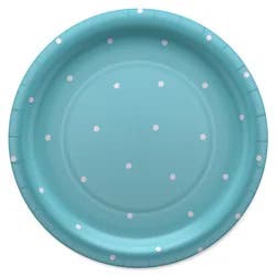 American Greetings 10-Count 9" Paper Plates, Polka Dots on Blue