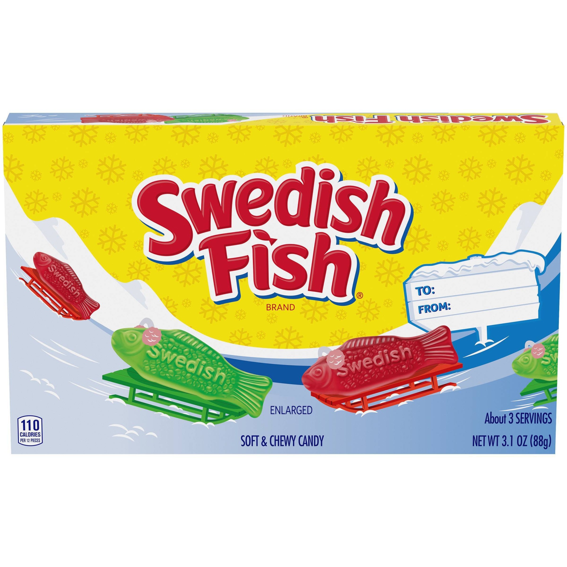 slide 1 of 1, Swedish Fish Holiday Soft & Chewy Candy Theater Box, 3.1 oz