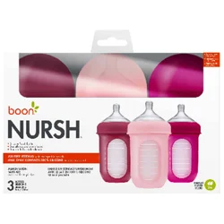 Boon NURSH Reusable Silicone Pouch Bottles, Pink