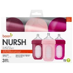 Boon NURSH Reusable Silicone Pouch Bottles, Pink