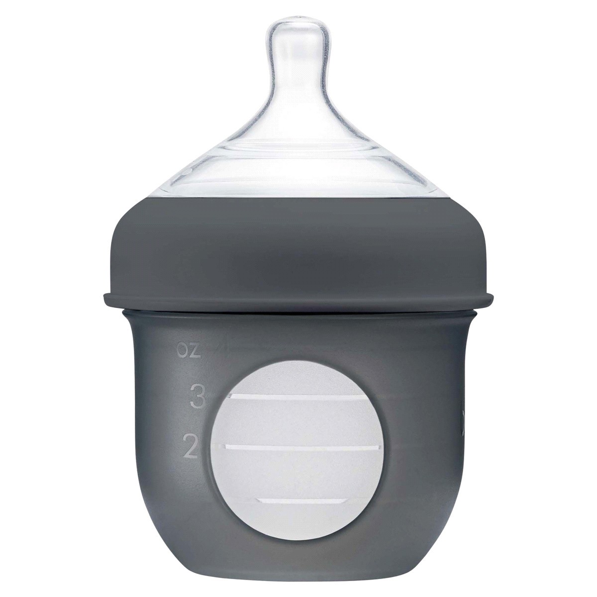 slide 3 of 5, Boon NURSH 4 oz. Silicone Pouch Bottle - Grey, 3 ct