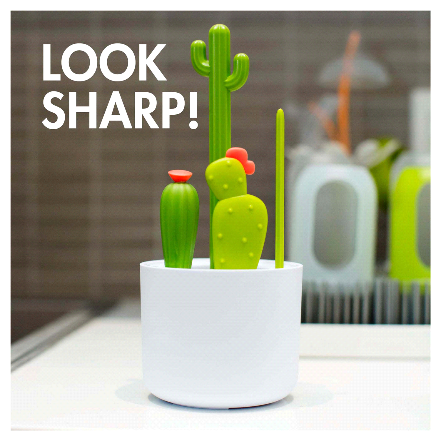 slide 3 of 5, Boon CACTI Bottle Cleaning Brush Set, 4 ct