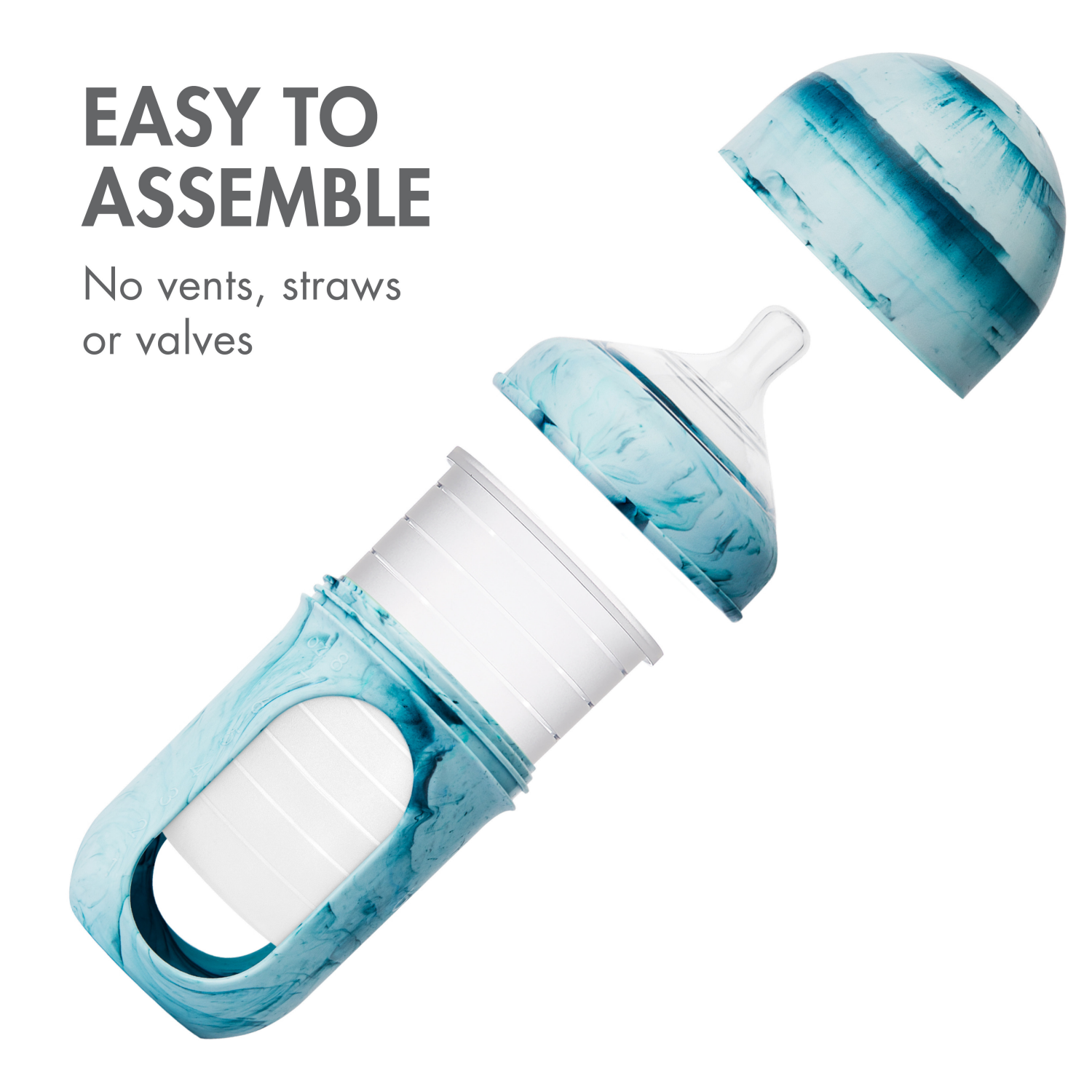 slide 4 of 8, Boon NURSH Reusable Silicone Baby Bottles with Collapsible Silicone Pouch Design - Everyday Baby Essentials - Stage 2 Medium Flow - Tie Dye, 3 ct; 8 oz