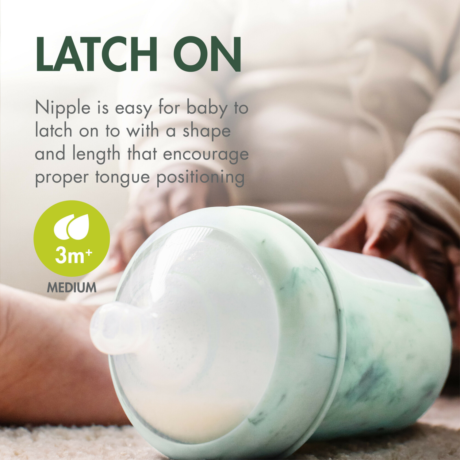 slide 8 of 8, Boon NURSH Reusable Baby Bottles with Platinum Food-Safe Silicone Stage 2 Medium Flow 8oz Mint Tie Dye, 8 oz