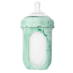 Boon NURSH Reusable Baby Bottles with Platinum Food-Safe Silicone Stage 2 Medium Flow 8oz Mint Tie Dye