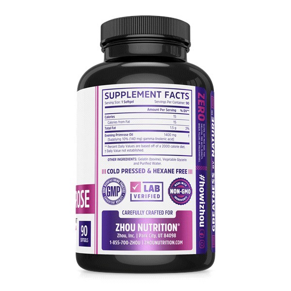 slide 8 of 9, Zhou 1400mg Softgels Evening Primrose 90 ea, 90 ct