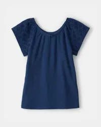 Carter's Girls Eyelet Top - Blue Navy 14