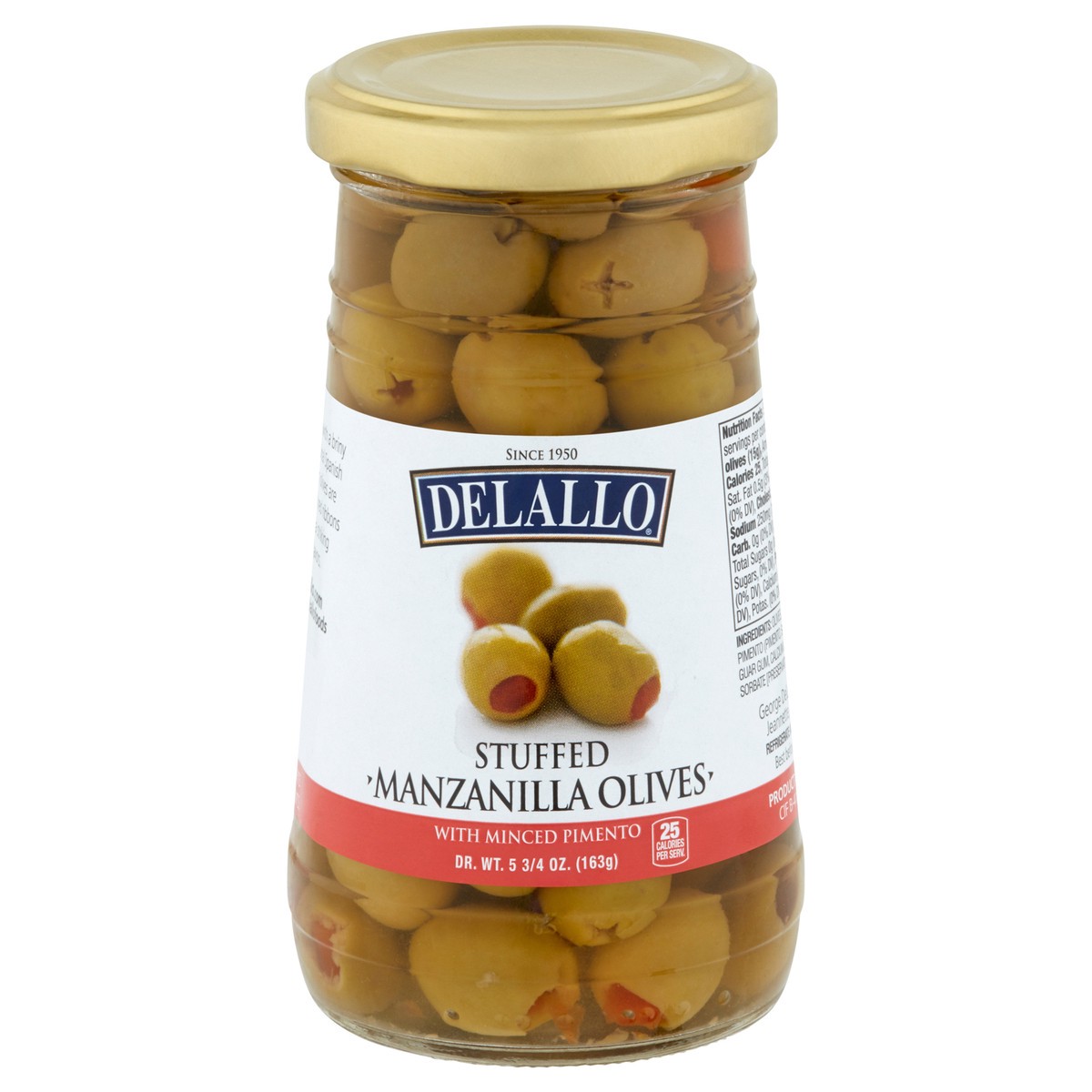 slide 1 of 7, Delallo Olives Stuffed Manzanilla, 5.75 oz