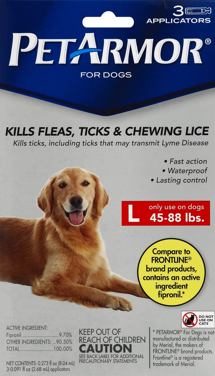 slide 4 of 4, PetArmor Fleas, Ticks & Lice Treatment, for Dogs, L (45-88 Pound), 3 ct