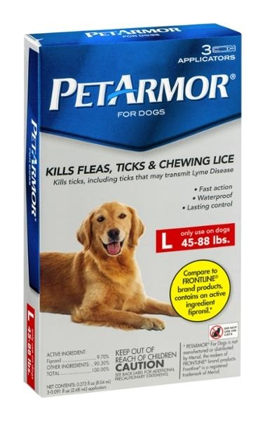 slide 1 of 4, PetArmor Fleas, Ticks & Lice Treatment, for Dogs, L (45-88 Pound), 3 ct