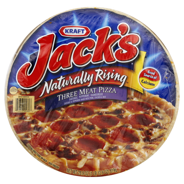 slide 1 of 1, Jack's Rising Crust Three Meat Pizza, 28.9 oz
