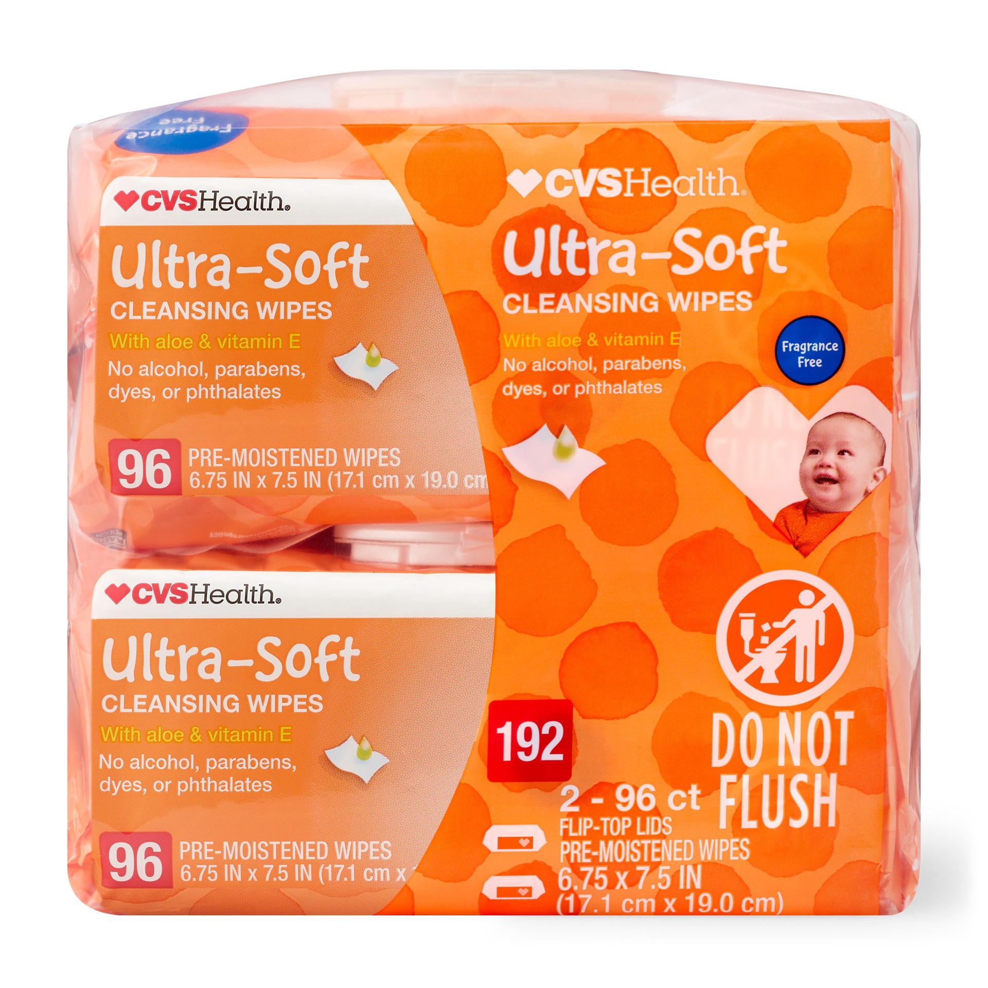 slide 1 of 1, CVS Health Ultra Soft Cleansing Wipes Solo Softpak, Unscented, 2 Pack, 192Ct, 192 ct