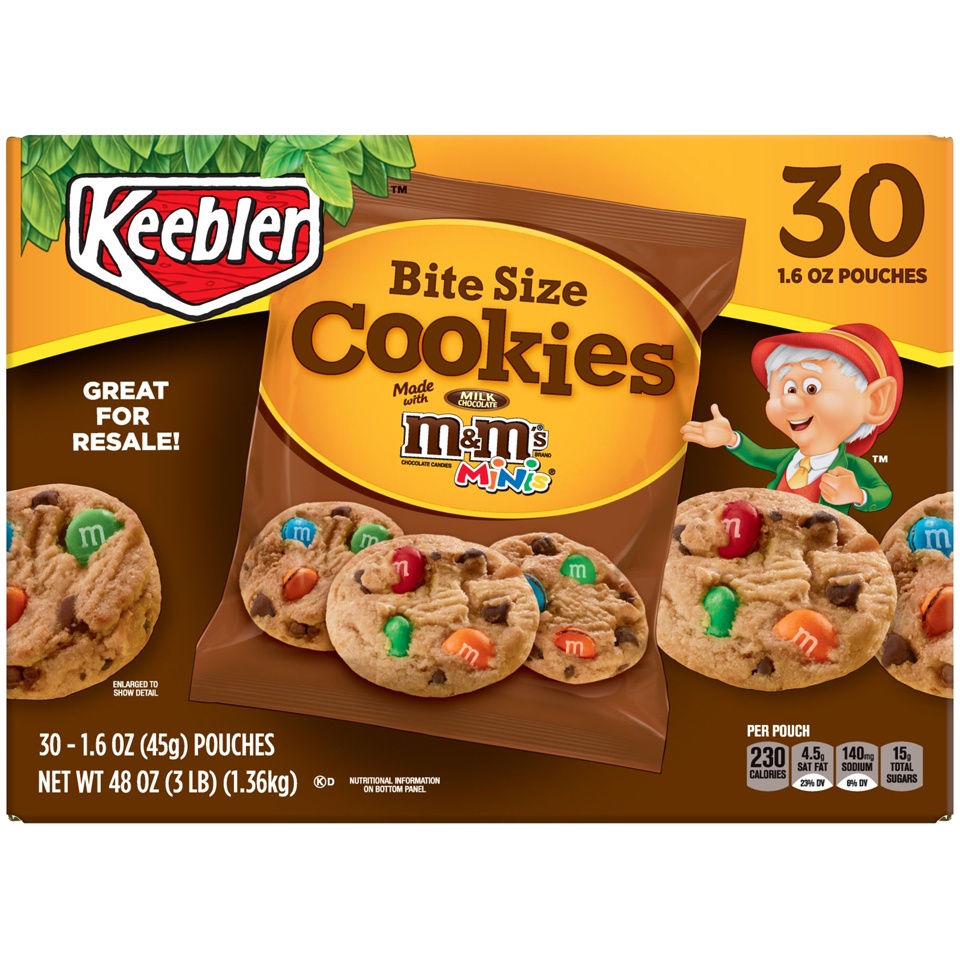 slide 3 of 6, Keebler Chips Deluxe Bite Size Cookies Original with M&Ms, 48 oz