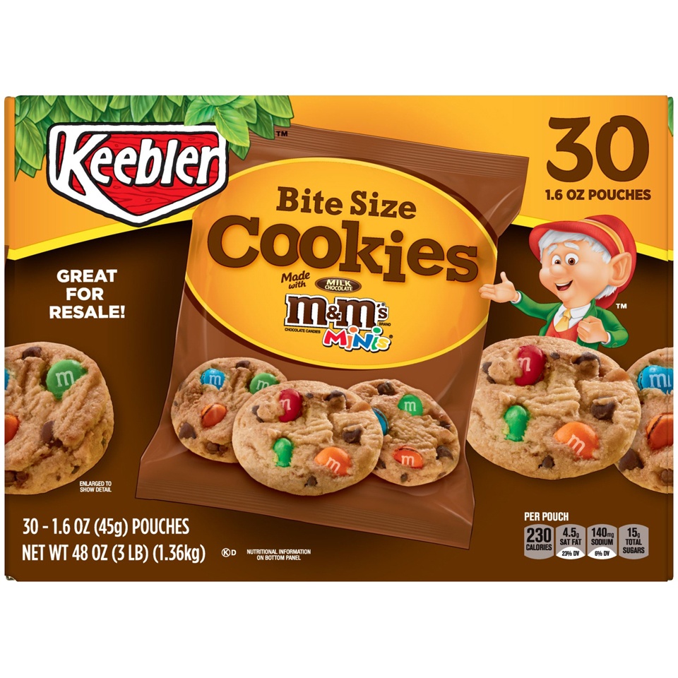 slide 4 of 6, Keebler Chips Deluxe Bite Size Cookies Original with M&Ms, 48 oz
