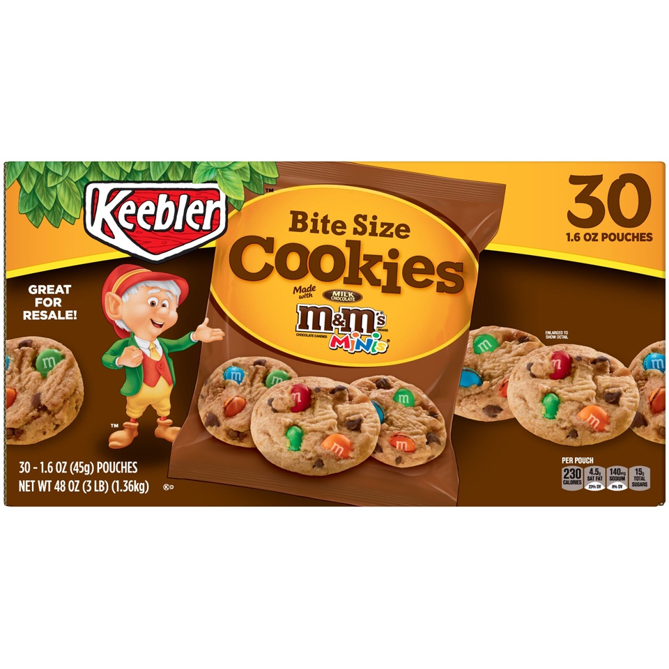 slide 5 of 6, Keebler Chips Deluxe Bite Size Cookies Original with M&Ms, 48 oz