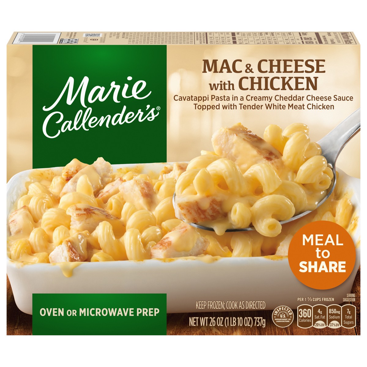 slide 2 of 11, Marie Callender's Mac & Cheese With Chicken, Meal to Share, Frozen Meal, 26 oz