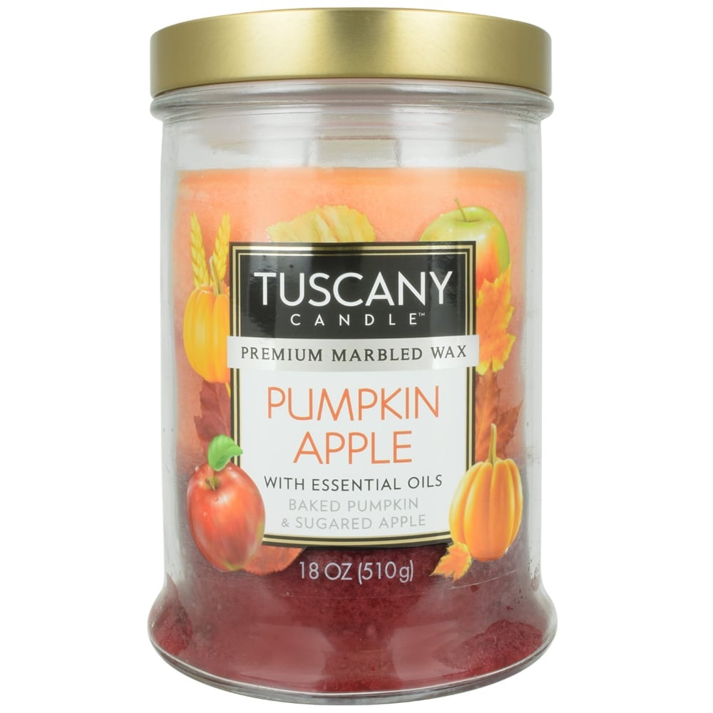 slide 1 of 1, Tuscany Candle Pumpkin Apple Premium Marbled Wax Candle, 18 oz